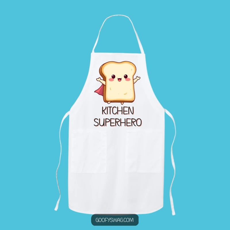 Funny Flying Toast Apron: Tiny Cape Hero Chef's Apron, Gift