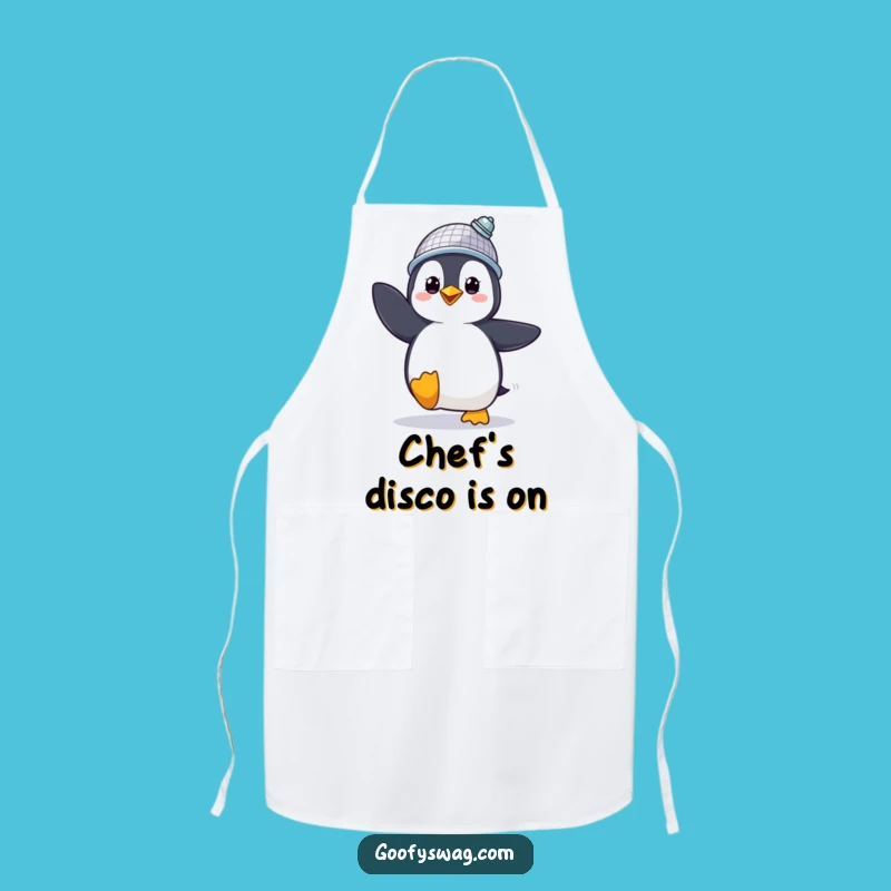 Funny Penguin Disco Apron: Dance Chef - Kitchen Gift!