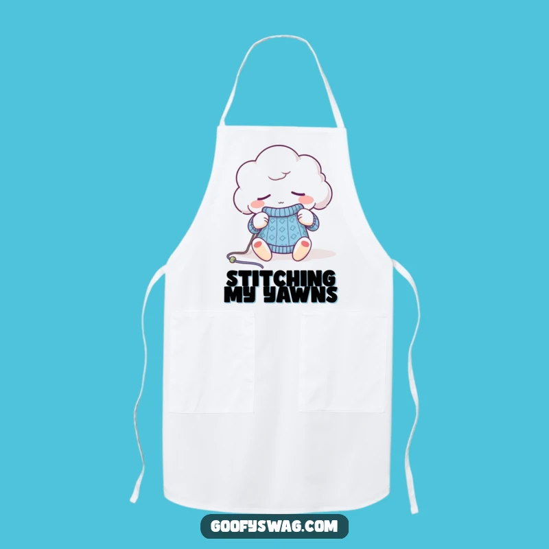 Funny Sleepy Cloud Knitting Apron - Cozy Yarn Kitchen Gift