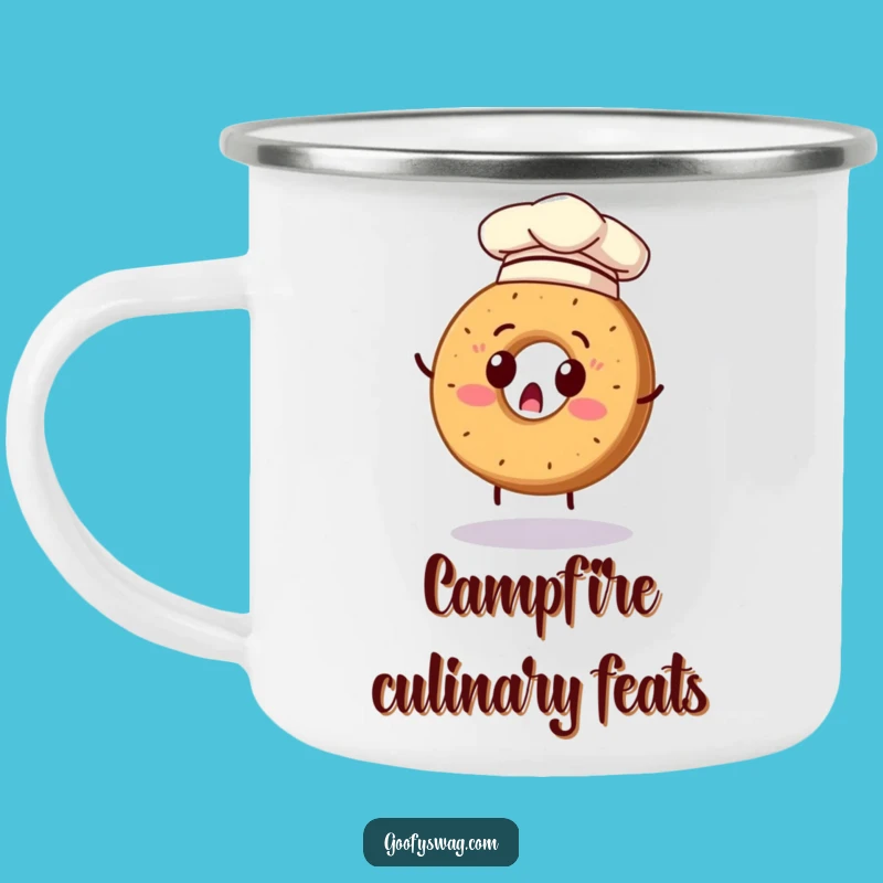 Funny Bagel Chef Camping Mug: Breakfast Bytes with this Surprised Flipping Design