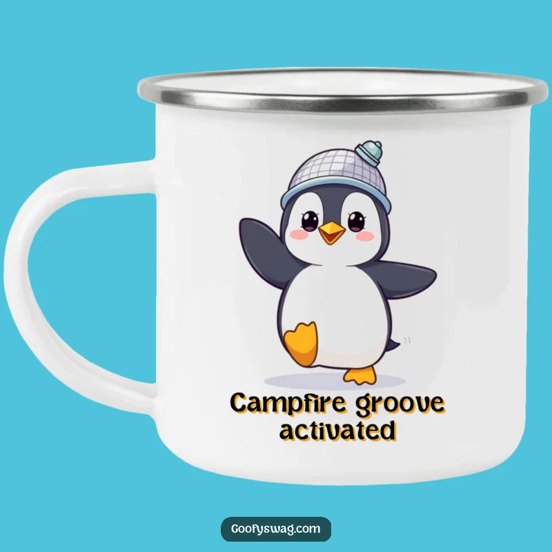 Funny Penguin Disco Camping Mug: Party Outdoors - Gift!