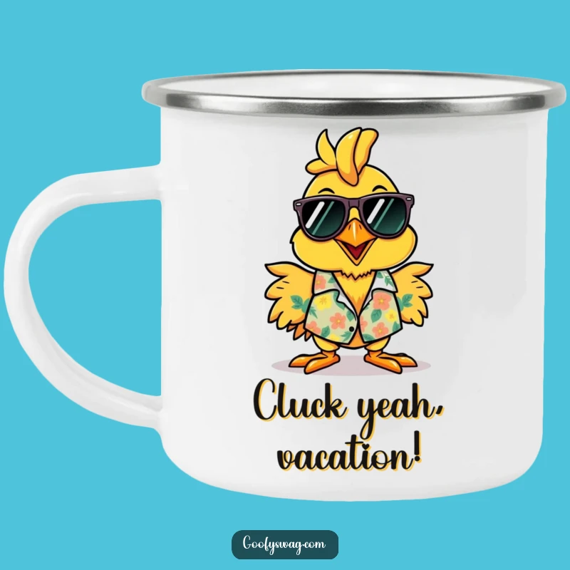 Funny Rubber Chicken Hawaiian Shirt Camping Mug - Cheerful Outdoor Gift