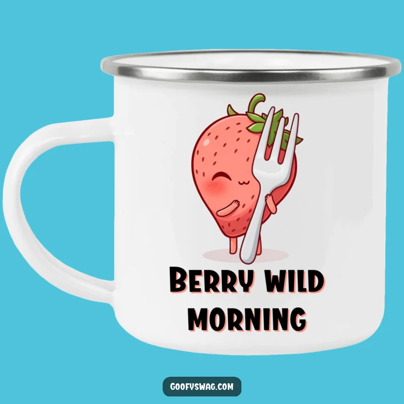 Funny Blushing Strawberry Camping Mug: Enjoy Hot Drinks with This Hilarious Outdoor Companion