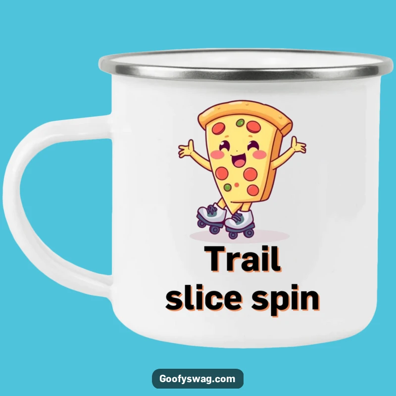 Funny Pizza Roller Skate Spin Camping Mug - Adventure Ready!