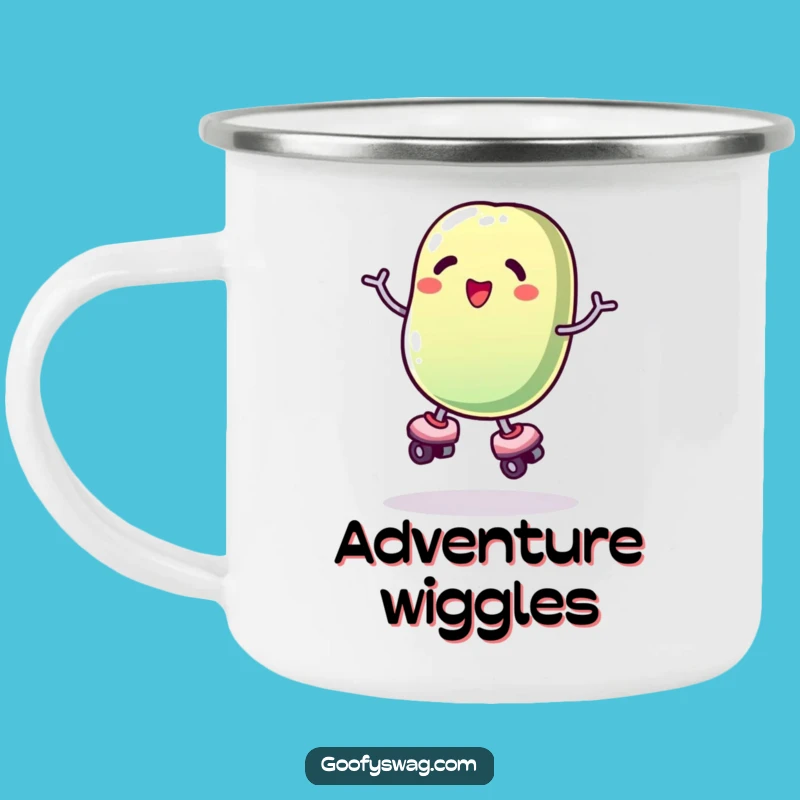 Funny Roller Skating Jelly Bean Camping Mug - Outdoor Wobble Gift