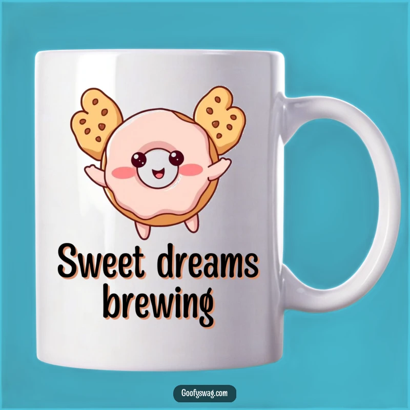 Funny Blushing Donut Flying Mug: Sweet Cookie Wings Gift