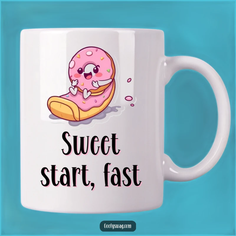Funny Donut Slide Mug: Playful Character Zooming, Perfect Gift for Sweet Mornings