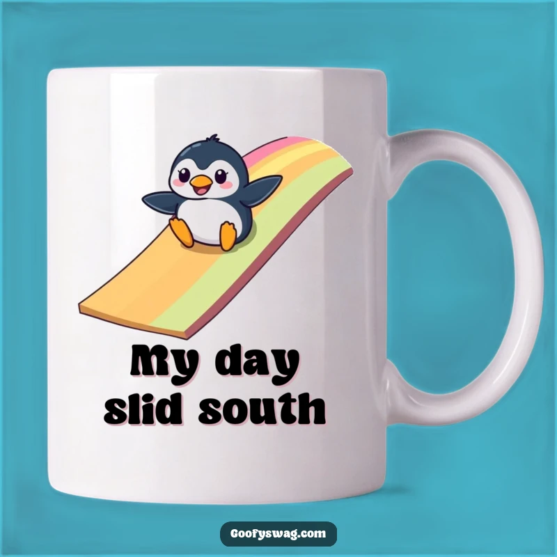 Funny Penguin Ramp Mug: Hilarious Clumsy Slider Gift for Penguin Lovers