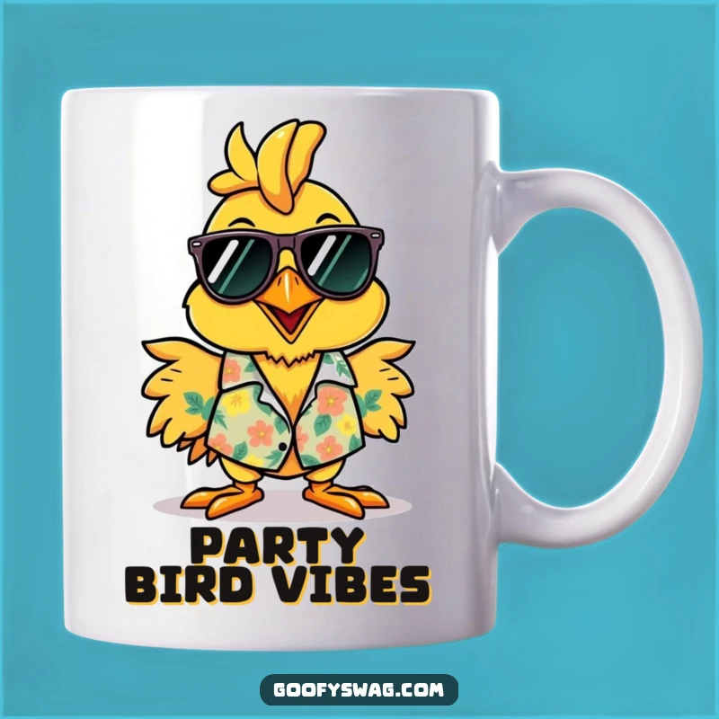 Funny Rubber Chicken Hawaiian Shirt Mug - Cheerful Vacation Humor Gift