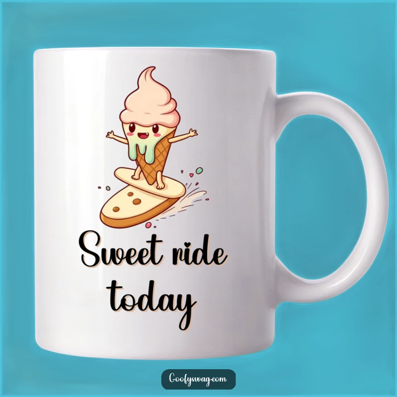 Funny Surfing Ice Cream Cone Mug - Deliciously Chaotic Treat Gift