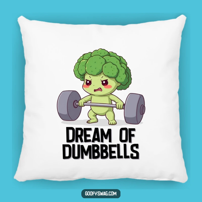 Funny Determined Broccoli Pillow: Comfy Strength, Cozy Funny Gift
