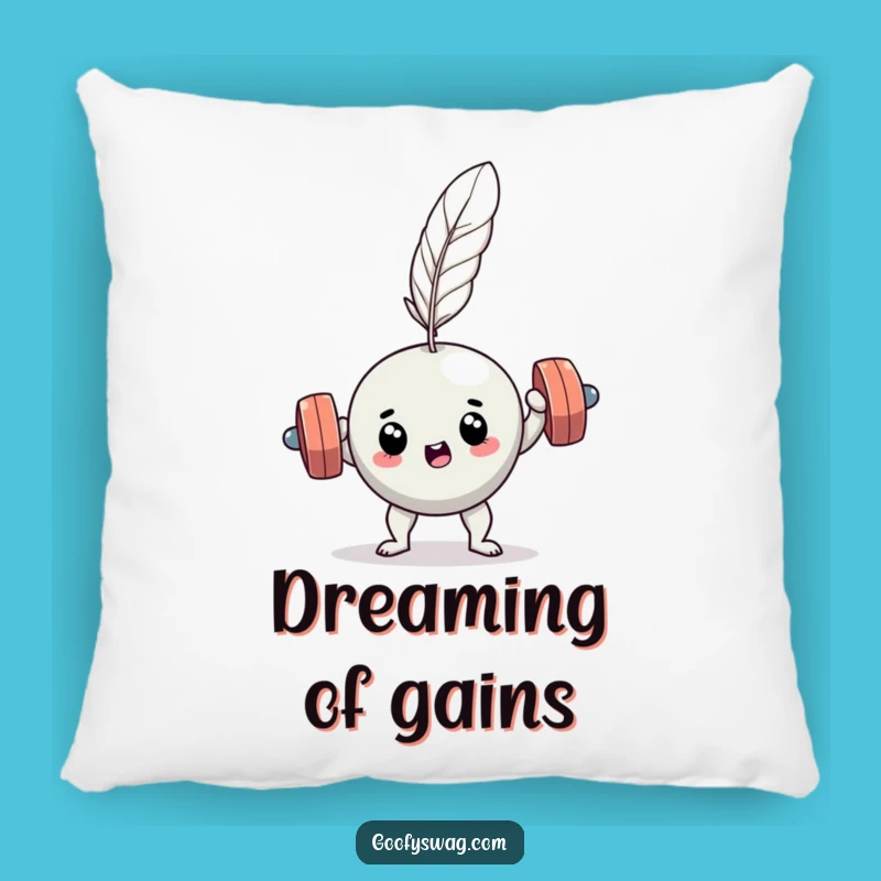 Funny Dumbbell Feather Lift Pillow - Cozy Gym Humor Cushion Gift