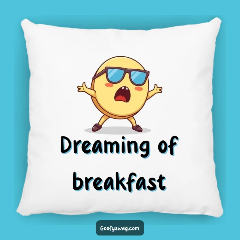 Funny Pancake Pillow: Breakdancing Breakfast Comfort with Sunglasses
