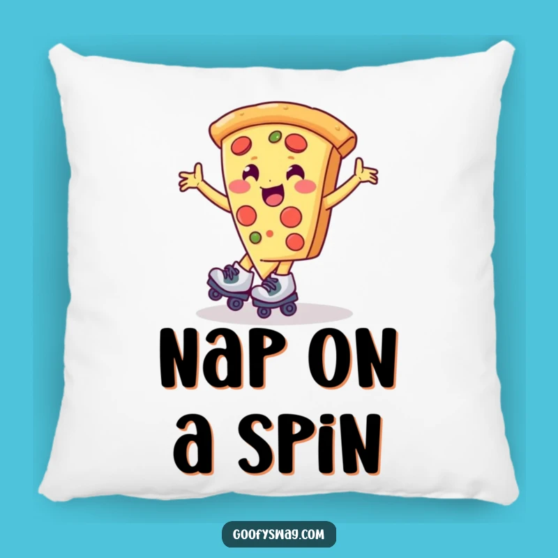 Funny Pizza Roller Skate Spin Pillow - Comfy & Quirky Decor!