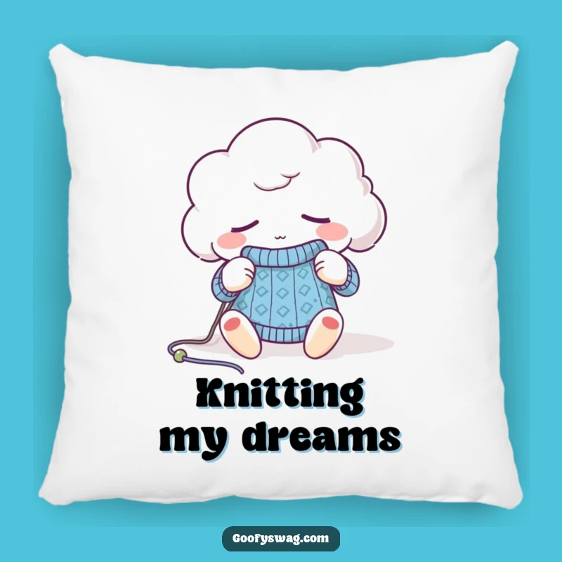 Funny Sleepy Cloud Knitting Pillow - Cozy Yarn Cushion Gift