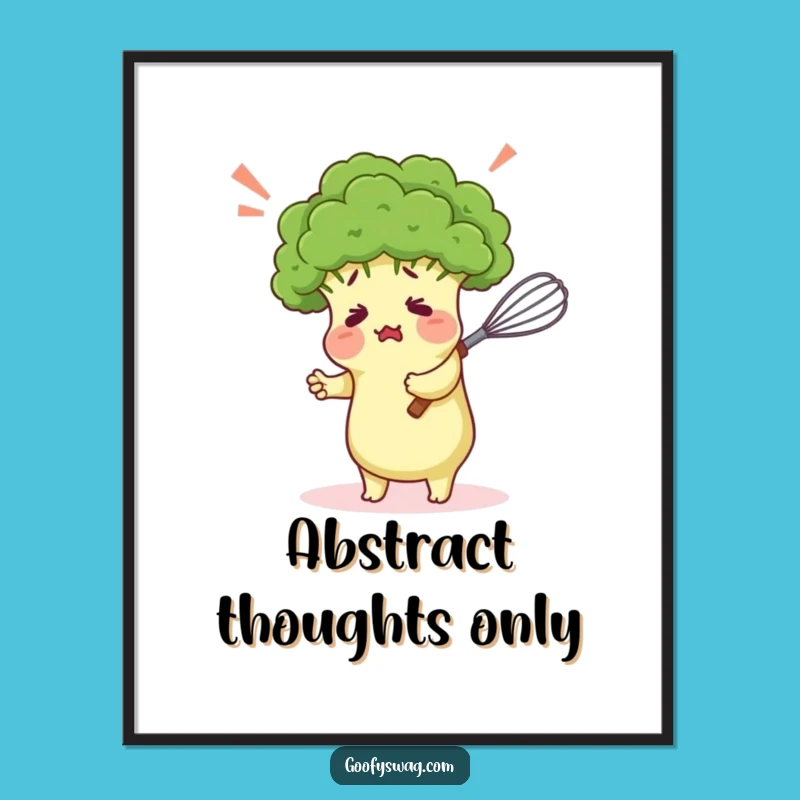 Funny Broccoli Hugging Whisk Digital Print - Instant Whimsy Art Gift