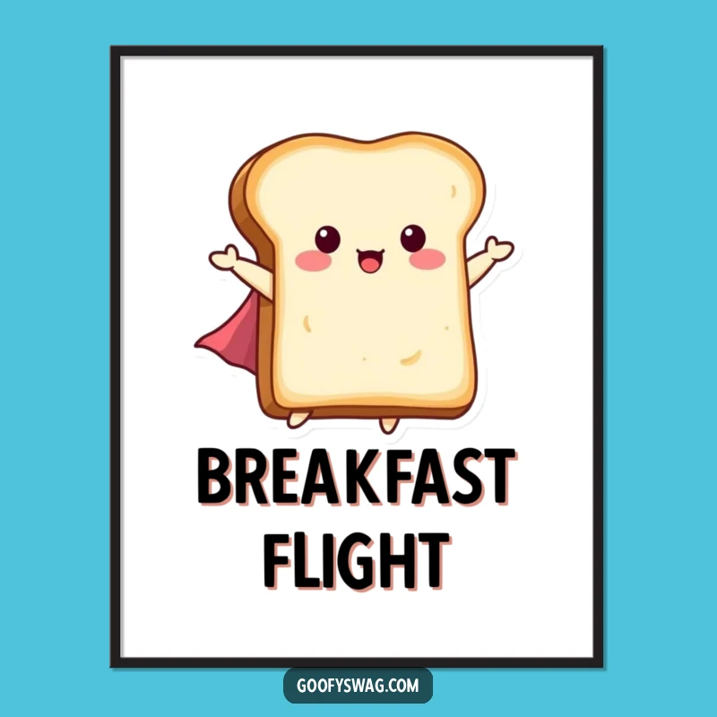 Funny Flying Toast Digital Art: Tiny Cape Hero Download, Gift