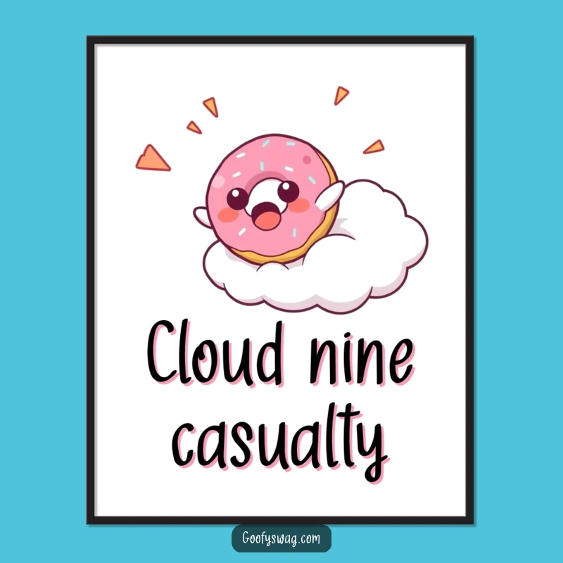 Funny Donut Falling Digital Art Print: Instant Hilarious Sweet Surprise