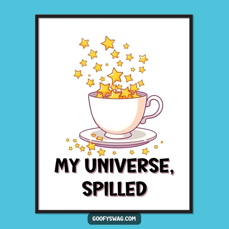 Downloadable Funny Star Spill Art - Cosmic Teacup Digital Print