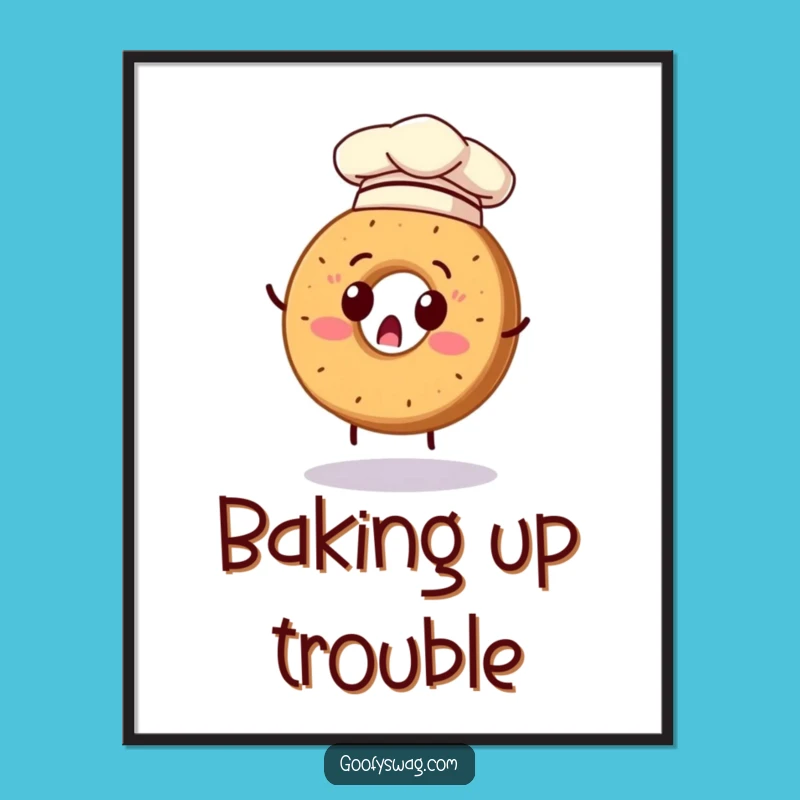 Funny Bagel Chef Digital Art: Surprised Flipping File, Instant Funny Gift