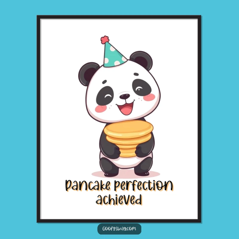 Funny Panda Pancakes Digital Art: Hilarious Printable Poster for Instant Cheer