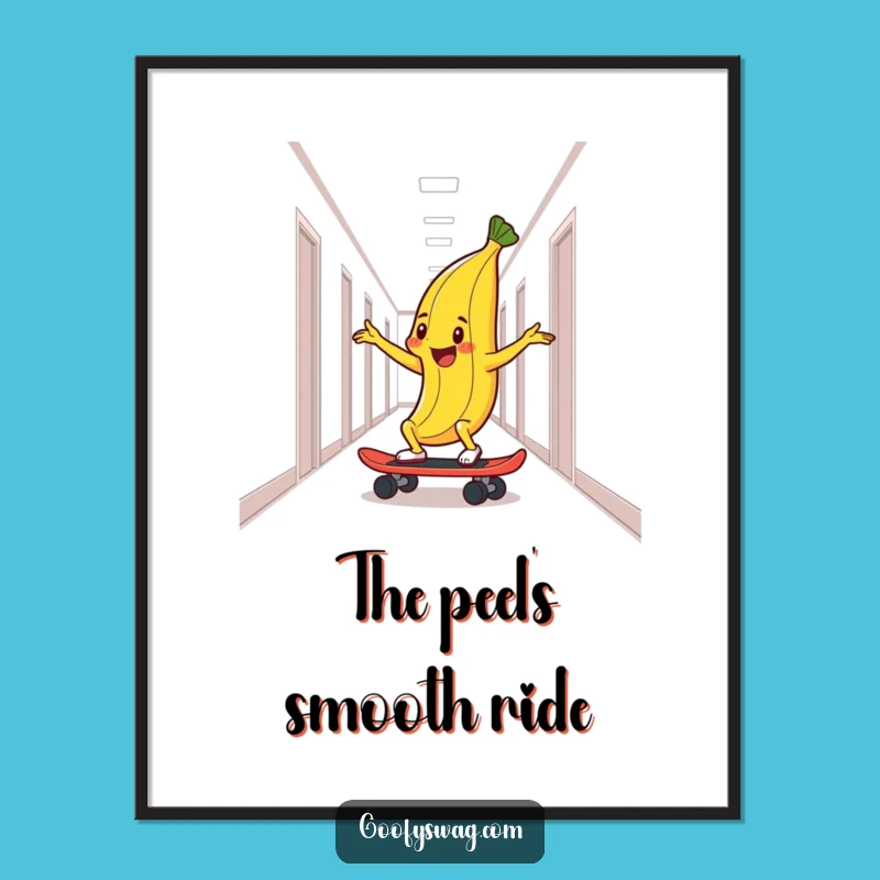 Funny Skateboarding Banana Peel Digital Art - Instant Action Download