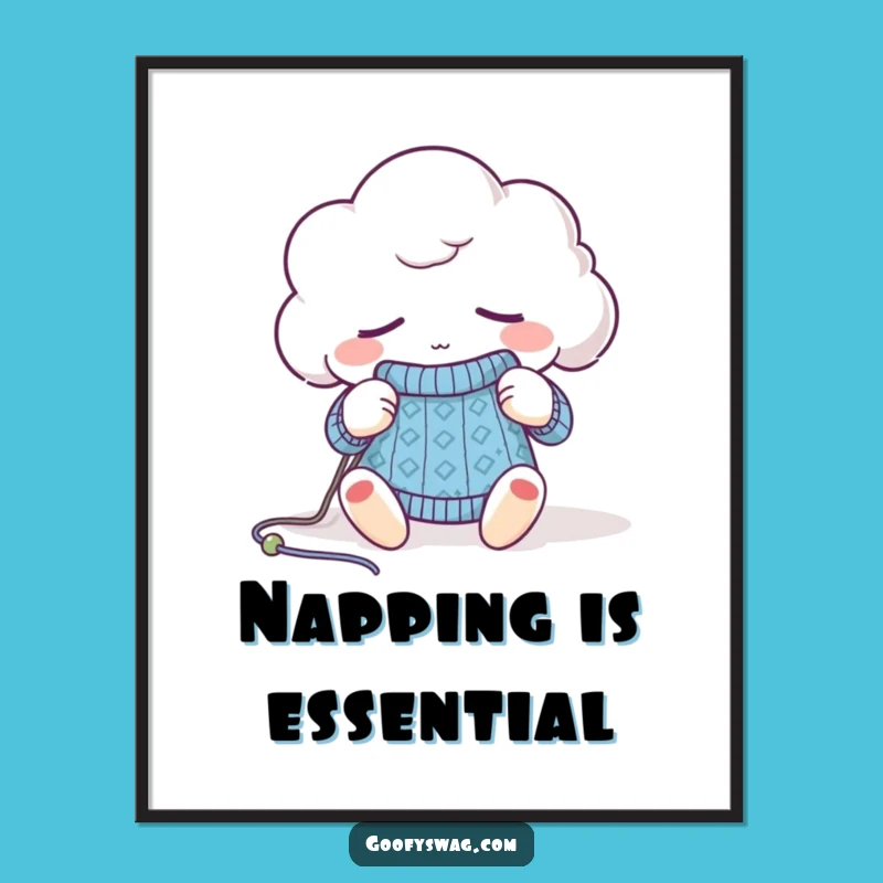 Funny Sleepy Cloud Knitting Digital Art - Cozy Yarn Download Gift