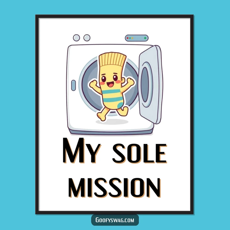 Funny Sock Dryer Escape Digital Print: Hilarious Art for Instant Decor