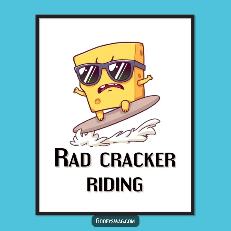 Funny Grumpy Cheese Surfer Digital Art: Sunglass File, Instant Funny Gift