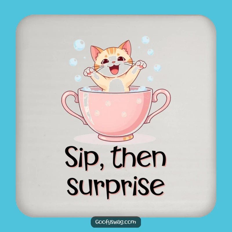 Funny Cat Teacup Coaster: Protect Surfaces Hilariously, Perfect Party Accessory