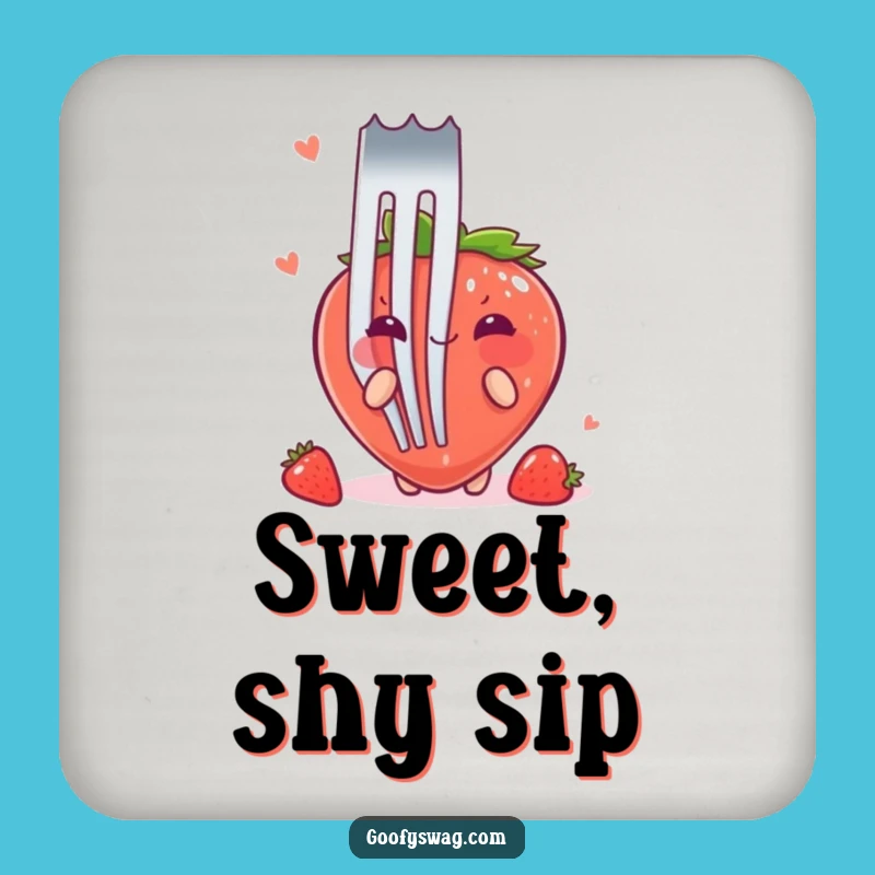 Funny Strawberry Fork Coaster: Surface Shy Berry, Perfect Gift for Fruity Parties