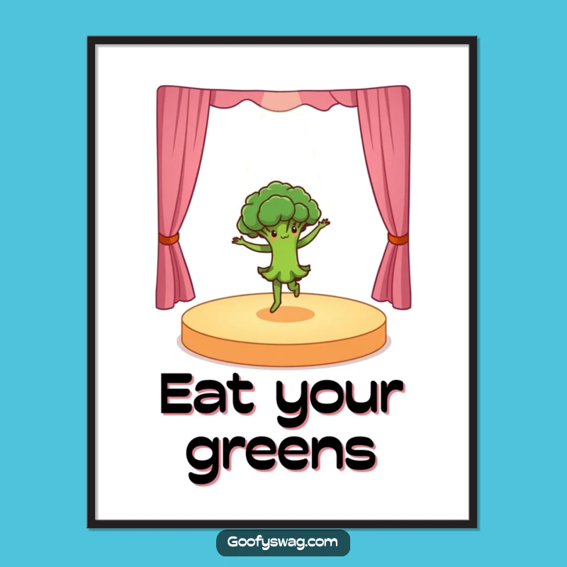 Funny Dancing Broccoli Poster: Energetic Wall Art, Whimsical Gift