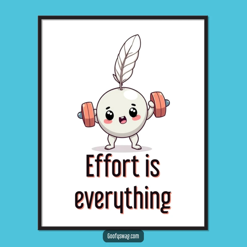 Funny Dumbbell Feather Lift Poster - Hilarious Gym Wall Art Gift