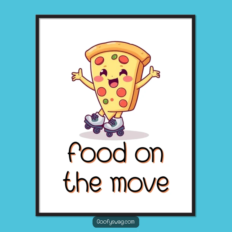 Funny Pizza Roller Skate Spin Poster - Vibrant Wall Art!