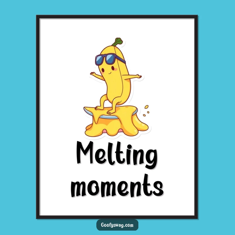 Funny Banana Surf Poster - Whimsical Ice Cream Art Print Gift