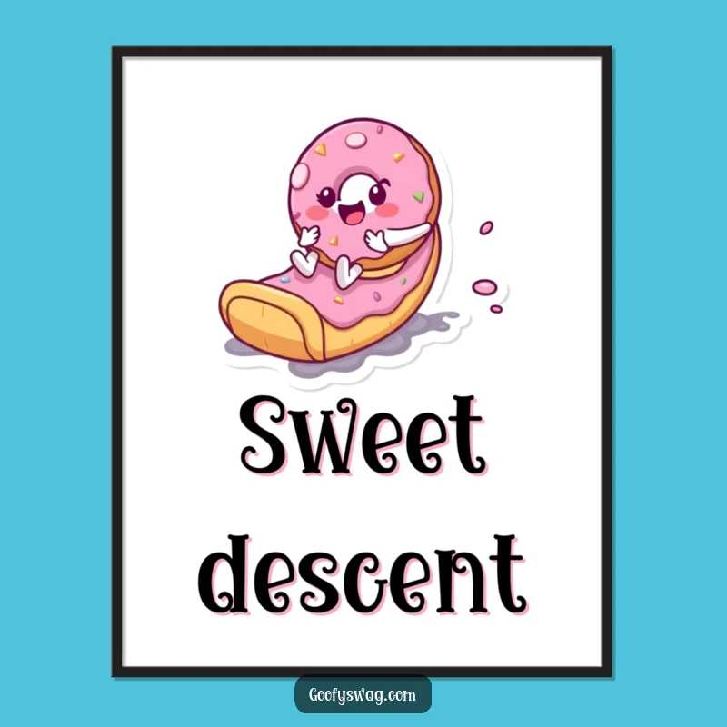 Funny Donut Slide Poster: Playful Zooming Art, Perfect Gift for Dessert Decor
