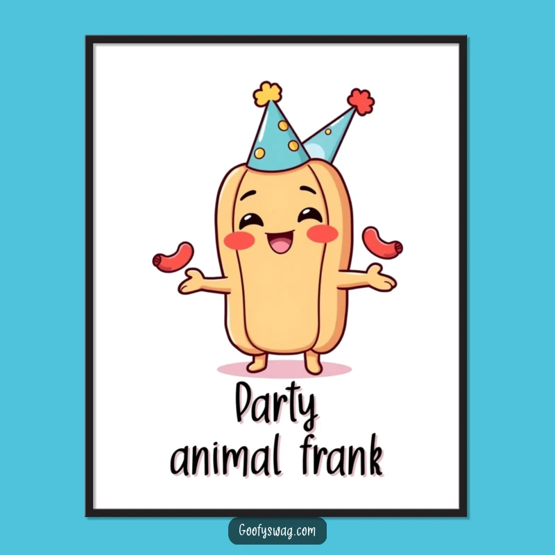 Funny Hot Dog Juggling Poster - Festive & Hilarious Wall Art