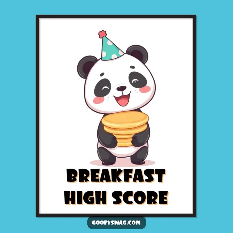 Funny Panda Pancakes Poster: Hilarious Wall Art for a Cheerful Celebration