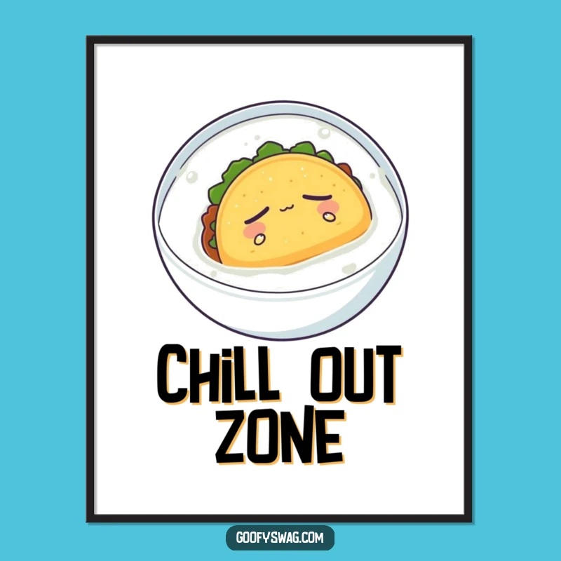 Funny Sleepy Taco Poster: Serene Breakfast Art, Humorous Wall Decor