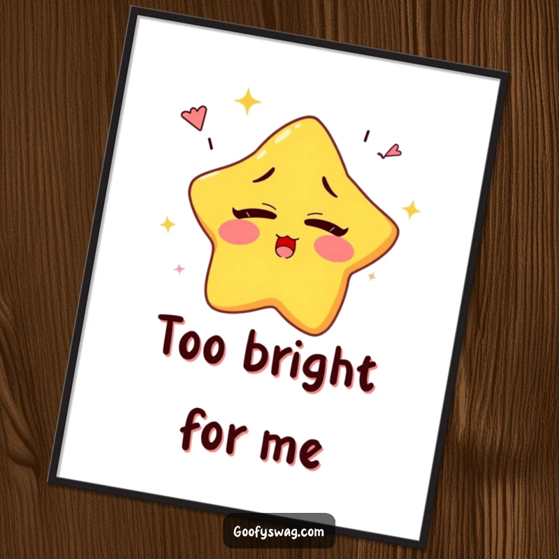 Funny sleepy star character yawning colorful rainbows while trying to blink, presented as humorous wall art.