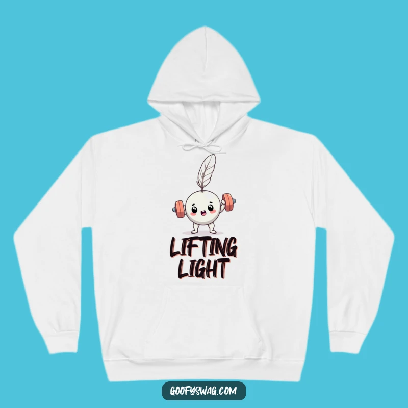 Funny Dumbbell Feather Lift Hoodie - Cozy Gym Humor Gift