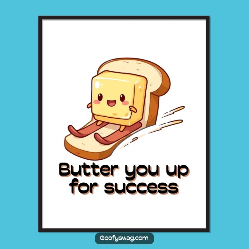 Free Printable Wall Art: Butter Skiing Bread Funny Downloadable Home Decor Gift