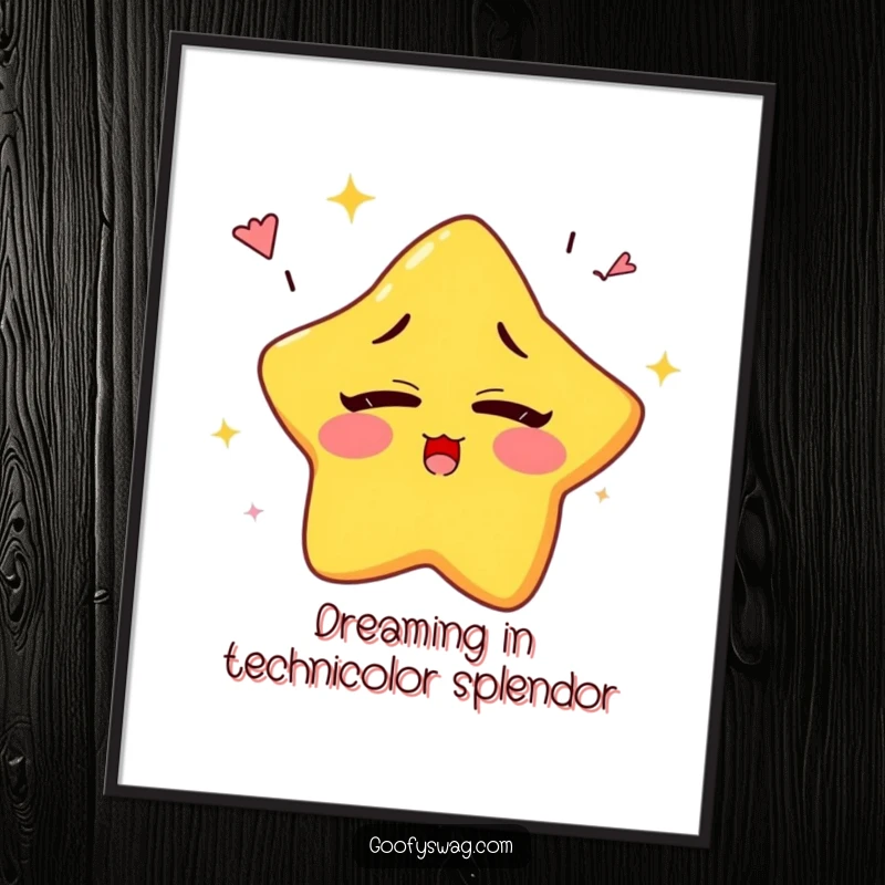 Funny Free Printable Wall Art: Sleepy star character yawns rainbows, dreamy and colorful downloadable art.