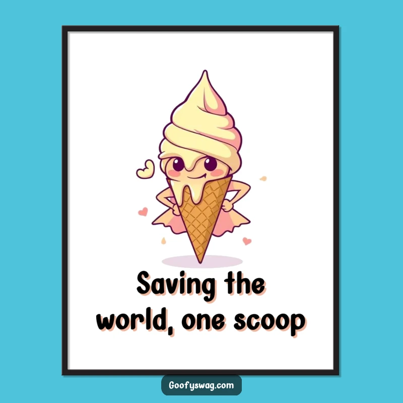 Free Printable Wall Art: Melting Ice Cream Superhero Funny Downloadable