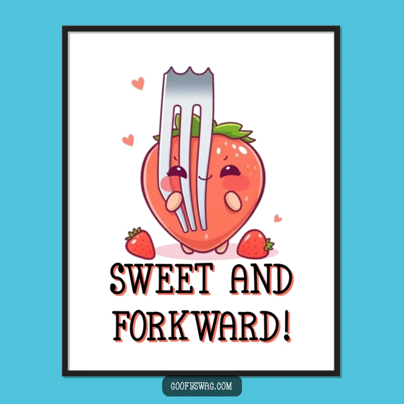 Funny Free Printable Wall Art: Shy Strawberry Peeking, Whimsical Downloadable Decor