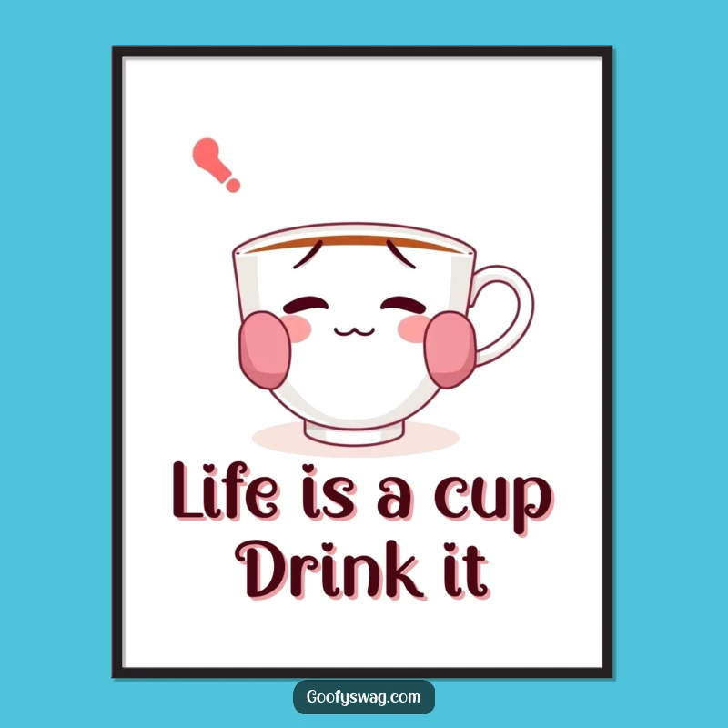 Funny Free Printable Wall Art: Sock Handles Teacup, Downloadable Quirky Decor for Cozy Spaces