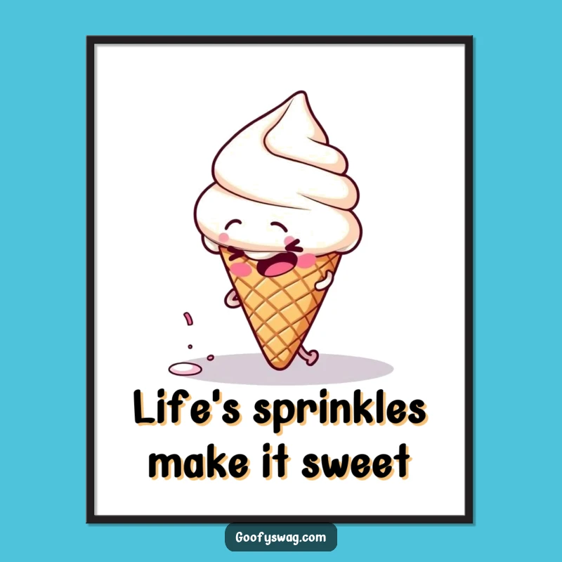 Free Printable Clumsy Ice Cream Art: Sprinkle Trip Downloadable Wall Art DIY Gift