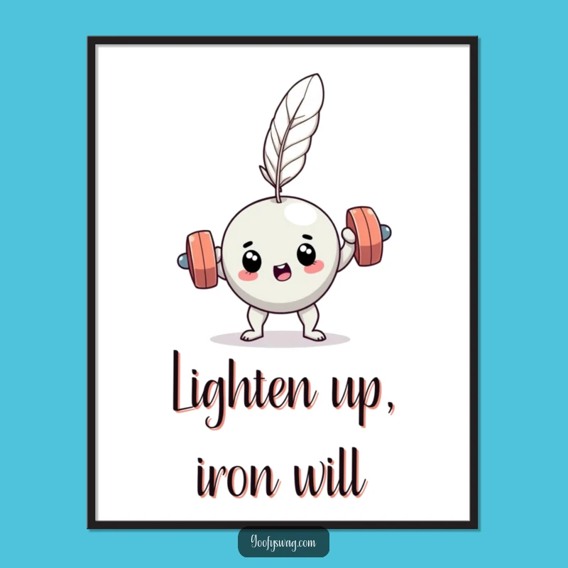 Free Printable Wall Art: Dumbbell Feather Challenge Humorous Downloadable Decor Gift