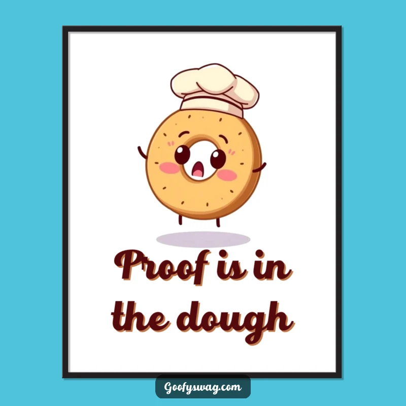 Free Printable Bagel Wall Art: Funny Chef Hat Design, Hilarious Downloadable Kitchen Decor Gift