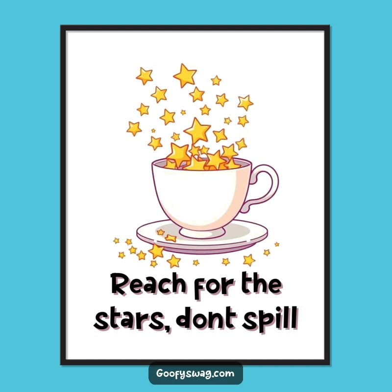 Free Printable Wall Art: Dazzling Star Shower Teacup Funny Downloadable Home Decor Gift